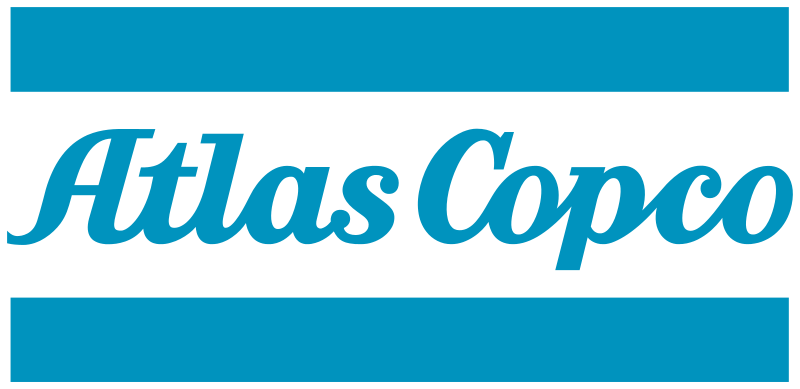 Learn More About Atlas Copco Logo of Atlas Copco featuring the company name in blue, cursive text between two horizontal blue lines against a white background.